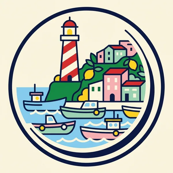 Calamita con faro e porto