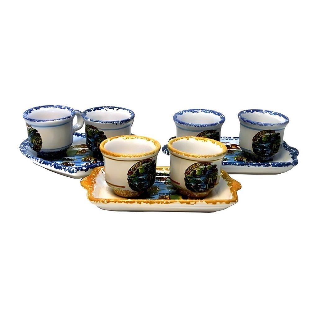 Tête-à-tête 2 tazzine da 25 ml con vassoio rettangolare 17 × 9,5 cm o a cuore 15 × 13,5 cm in ceramica