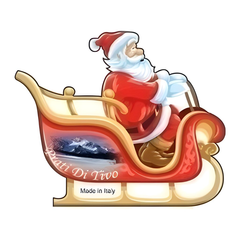 Calamita in resina babbo natale con slitta