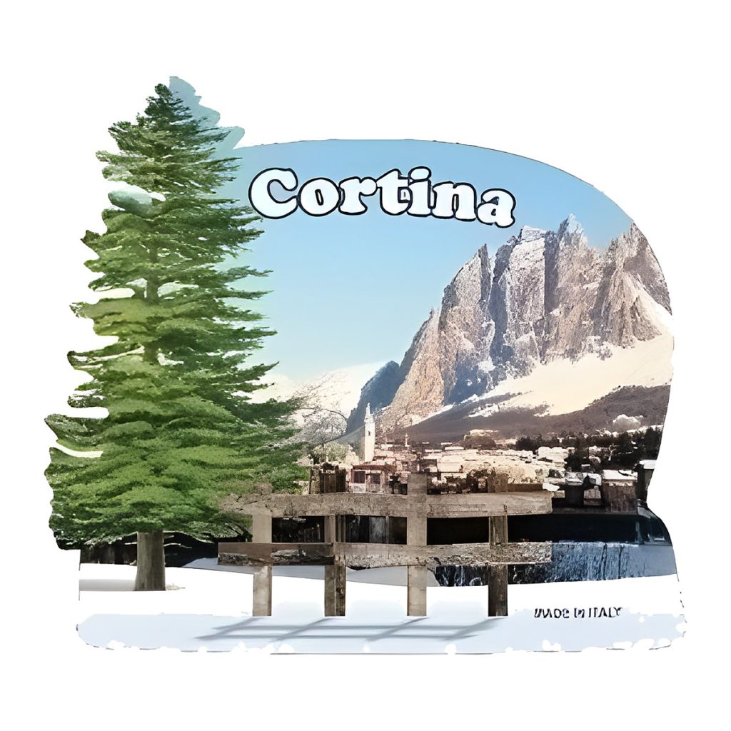 Calamita in resina paesaggio estivo con pino