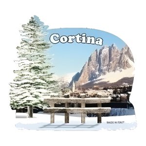 Calamita in resina paesaggio invernale con pino