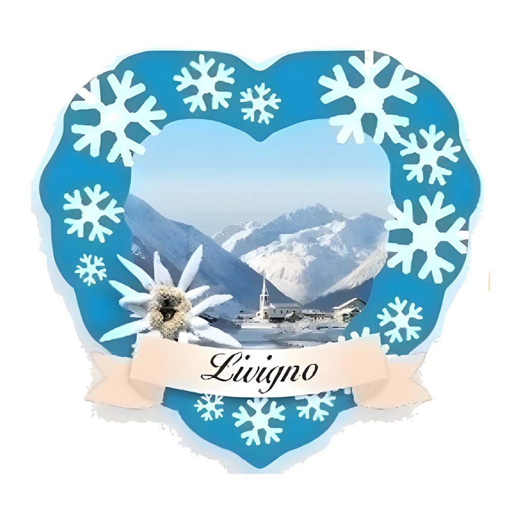Calamita in resina cuore cornice neve