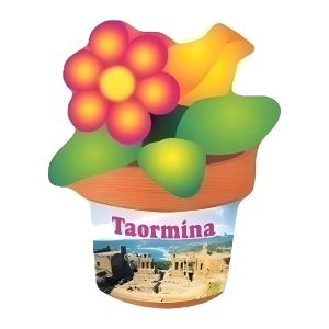 Calamita in resina vaso con fiori