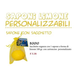 Saponette personalizzate - A forma di limone 100 g, in sacchetto di organza