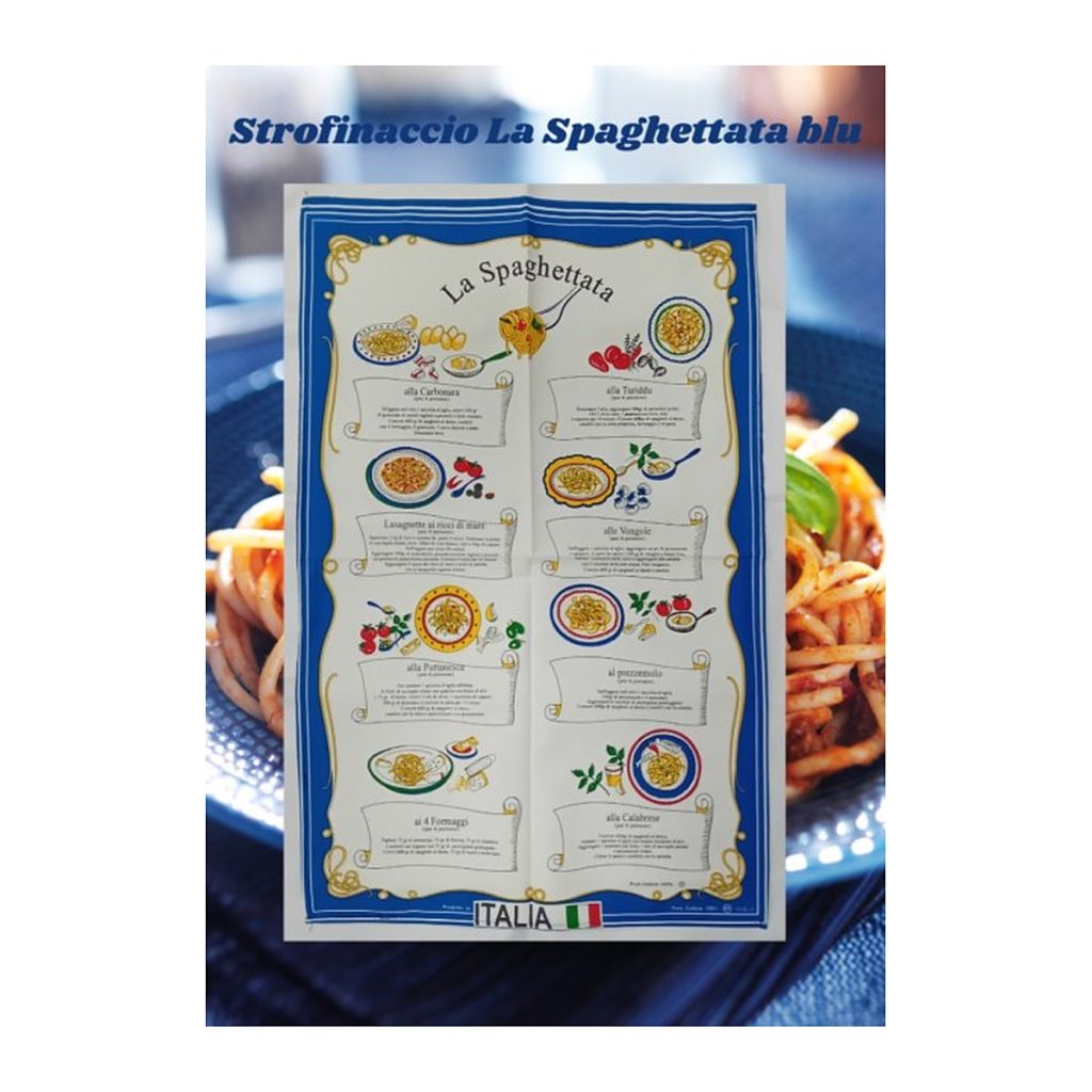 Strofinaccio in cotone La spaghettata blu